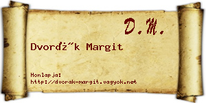 Dvorák Margit névjegykártya